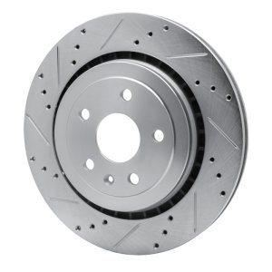 Cadillac ATS Brake Rotor (1) - Rear Left - R1 Concepts - Drilled & Slotted - Silver - `16-`24